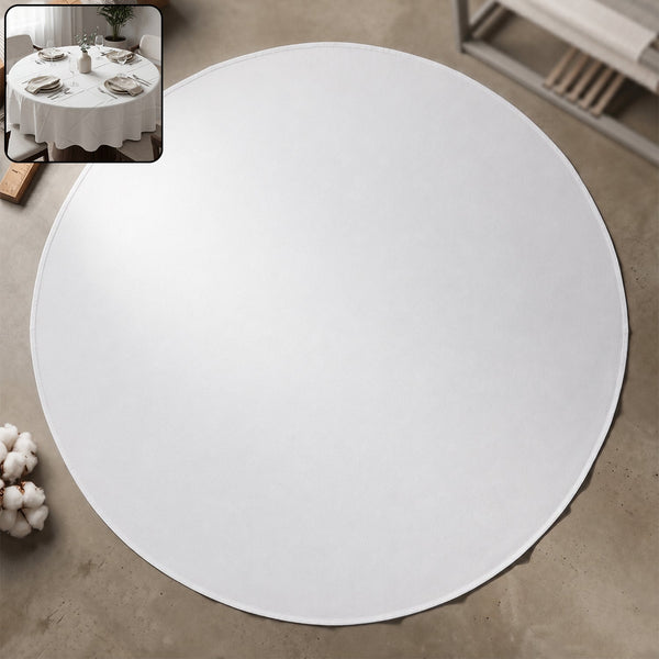 Elegant white round tablecloth for dining and decoration